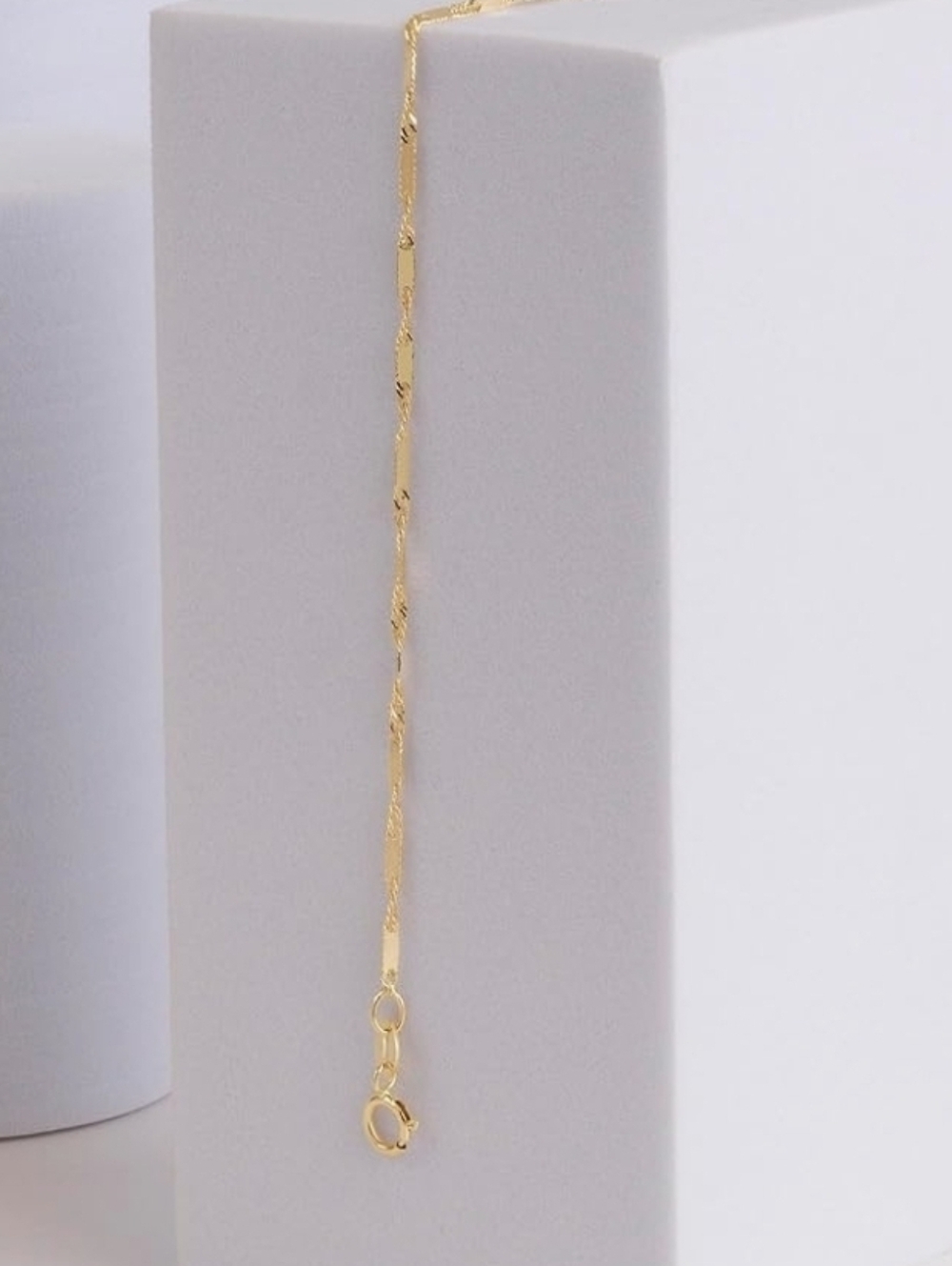 NIB 14K Solid Yellow 1mm Singapore Bar Chain 20" - Picture 9 of 14